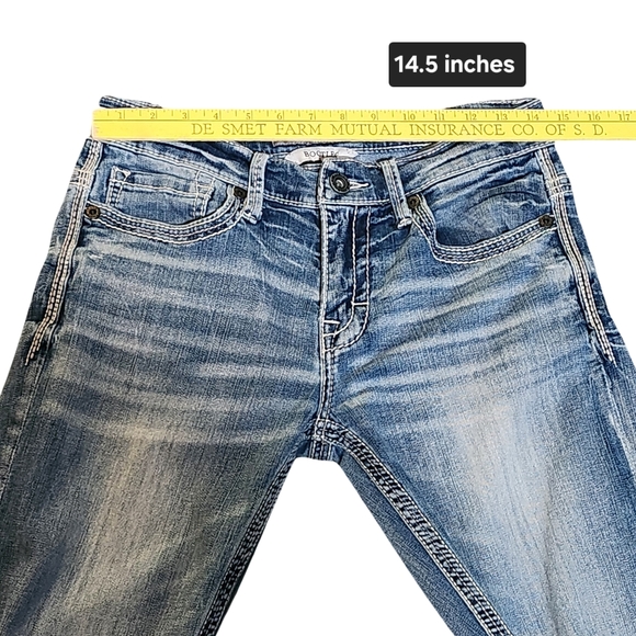 BKE CARTER Bootleg Jeans Womens Size 29 Long Medium Wash Embroidered Pockets - Picture 11 of 12